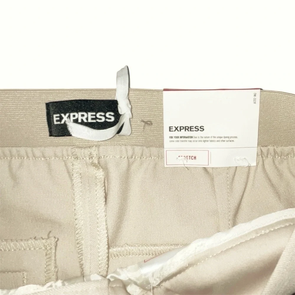 NWT Express Cream Ankle Pant Lace Up Detail XS Stretch Slim Straight Leg